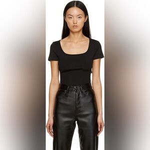 Anine Bing Janelle Black Scoop Neck Women's Bodysuit Large